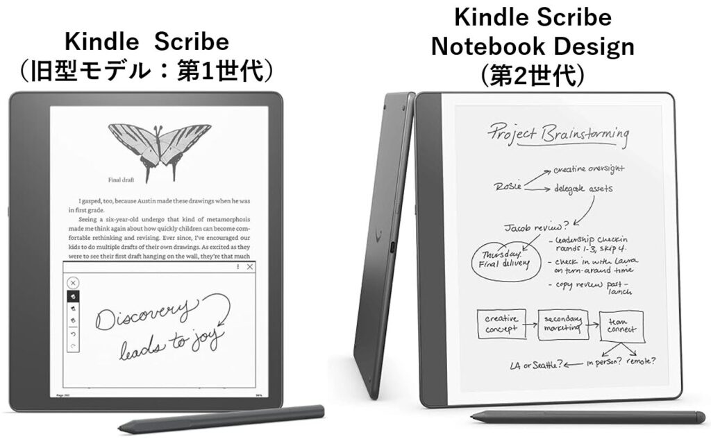 Kindle Scribe第2世代Notebook Design。旧型と比較。違いは何？